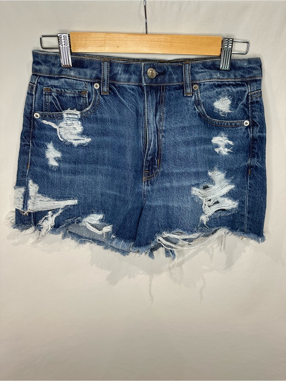 American Eagle Outfitters Distressed Dark Blue Denim Shorts
